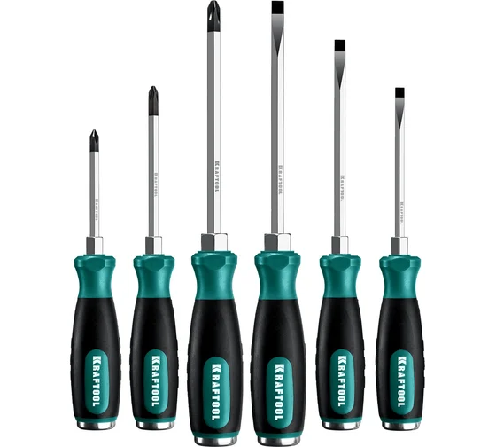 Набор отверток ударных Kraftool Impact Cr-Mo-V 6пр. PH1,2,3SL4.5,5.5,6.5  25025 в Челябинске 