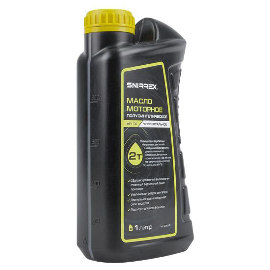 Масло моторное SNIRREX 2-х тактное полусинтетическое универсальное API TC, 1 л 33863 в Челябинске