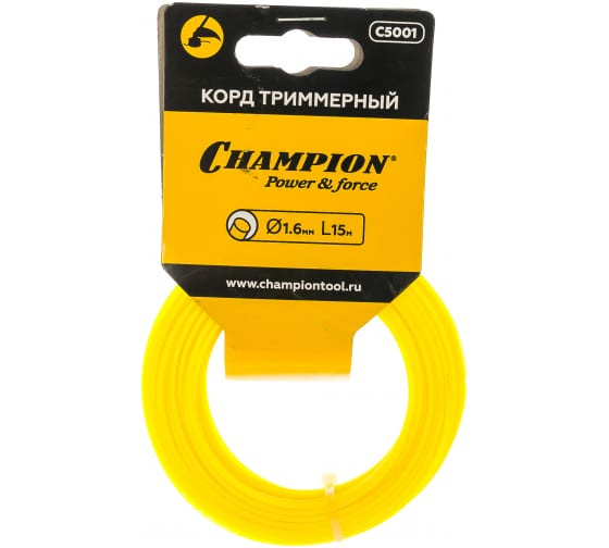Леска триммерная CHAMPION  Round 1.6мм* 15м (круглый) в мотке C5001 в Челябинске