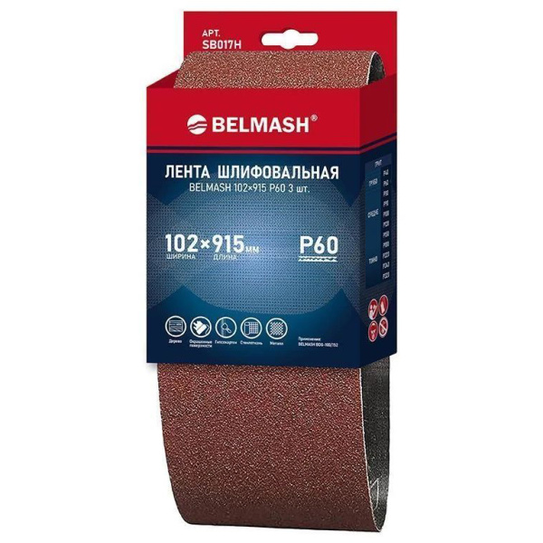 Лента шлифовальная BELMASH 102x915 Р60 3 шт. SB017H