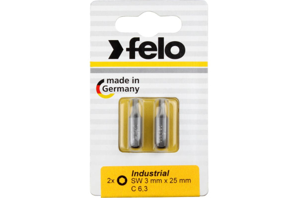 Бита Felo  шестигранная серия Industrial HEX 3,0X25, 2шт.  02430036