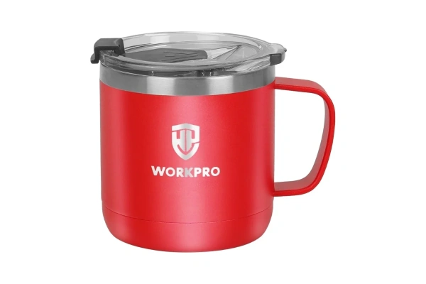 Термокружка с крышкой и ручкой WORKPRO 413мл.  WP389014