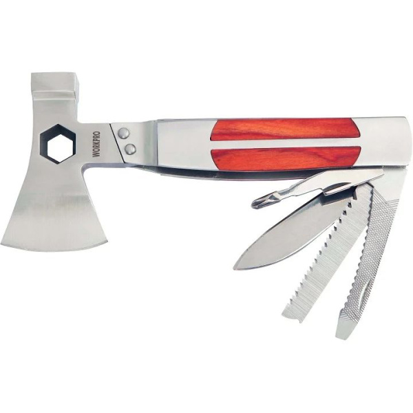 Топор-мультитул 12в1 WORKPRO нержавеющая сталь WP383001 в Челябинске 