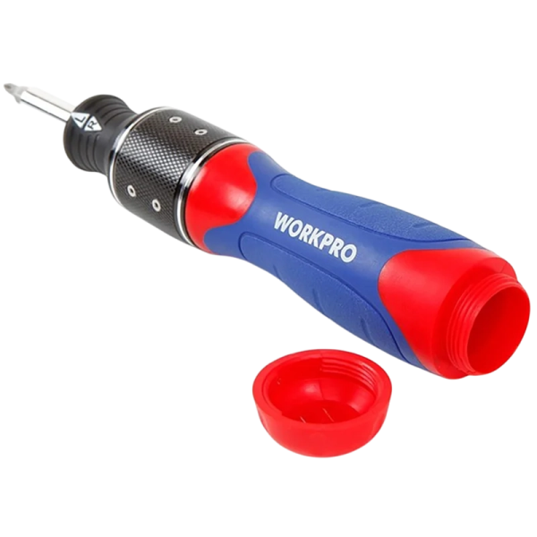 Отвертка реверсивная WORKPRO 30-В-1 PRO с трещоткой 6X DRIVE Dual-Drive биты 30шт. 25мм  WP221055 в Екатеринбурге 