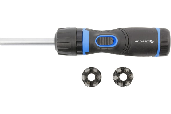 Отвертка HOEGERT со сменными битами и редуктором 1:5  с поворотной рукояткой  HT1S216 в Челябинске 