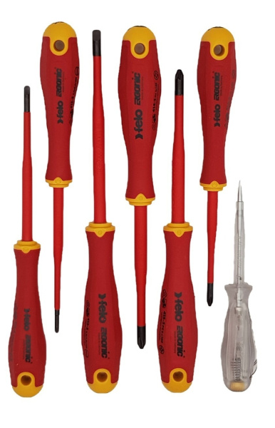 Набор отверток диэлектрических Felo SL/PH/PZ Ergonic E-Slim, отвертка тестер напряжения сети в кейсе 41380736 в Челябинске 