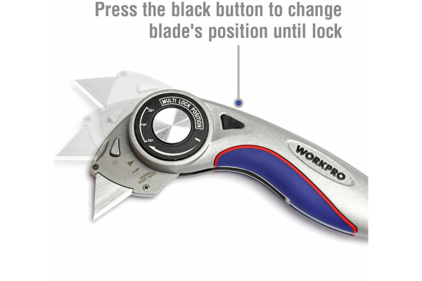 Нож с трапециевидным лезвием складной поворотный WORKPRO 6 лезвий в комплекте  WP211013 в Екатеринбурге 