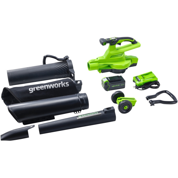 Воздуходув-Садовый Пылесос аккумуляторный Greenworks Арт. 2406907UB, 40V, бесщеточный, c 1хАКБ 4Ач и в Екатеринбурге