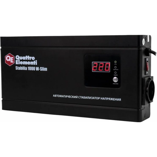 Стабилизатор напряжения Quattro Elementi Stabilia 1000W-Slim (1000 BA, 140-270 B, 2.6кг) настенный  772-562 в Челябинске