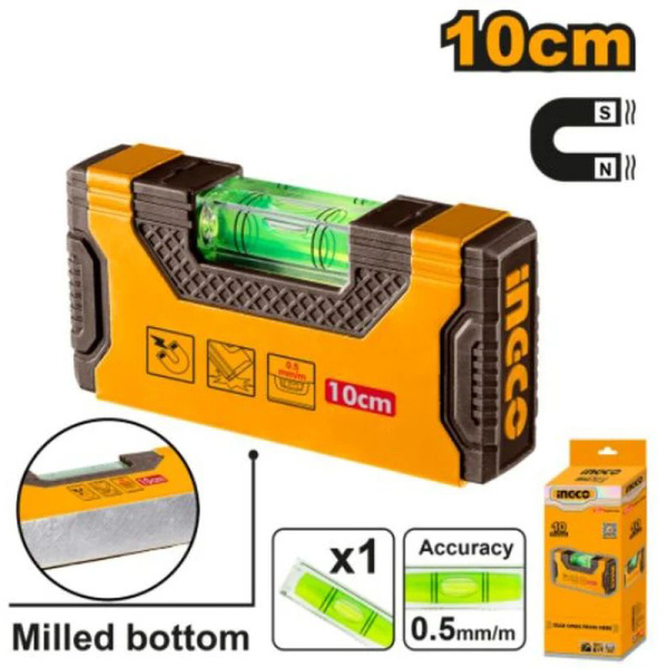 Уровень пузырьковый INGCO INDUSTRIAL 100 мм HMSL05101