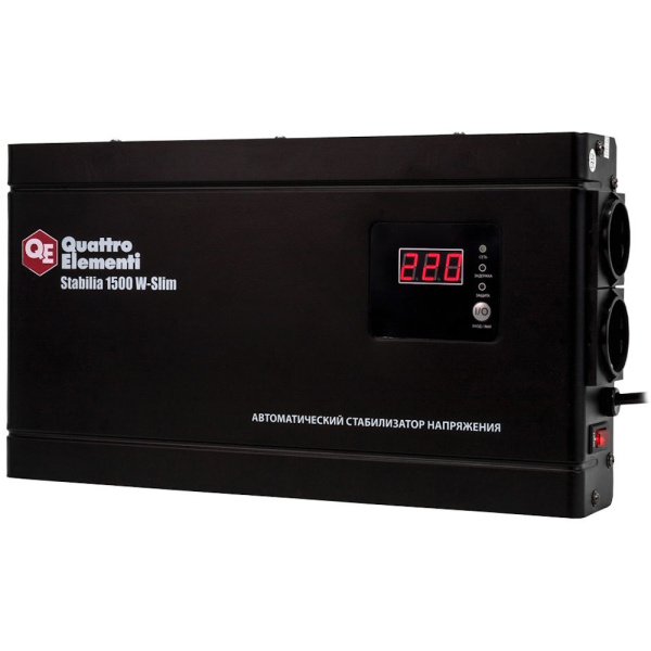 Стабилизатор напряжения Quattro Elementi Stabilia 1500W-Slim (1500 BA, 140-270 B, 3.5кг) настенный  772-579 в Челябинске