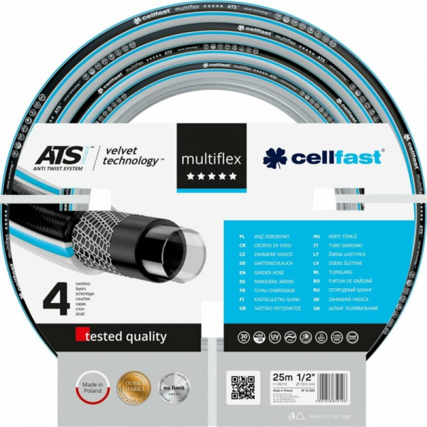 Садовый шланг Cellfast MULTIFLEX ATS VARIANT VT 4 слоя 1/2" 25 м 13-200 в Екатеринбурге