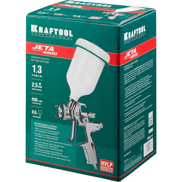 Краскопульт с верхним бачком Kraftool Jeta 4000 HVLP 1.3мм.  06555-1.3 в Челябинске