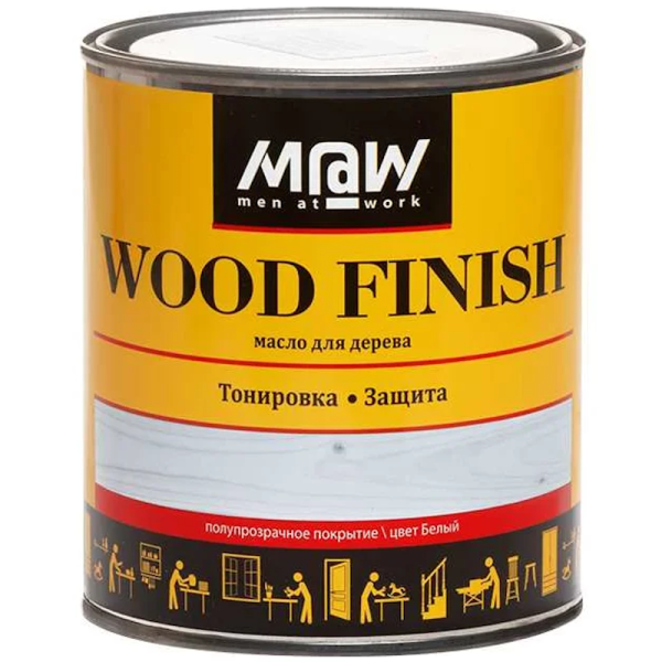 Масло тонирующее Men at Work WOOD FINISH белый 0,75л.  80086 в Челябинске