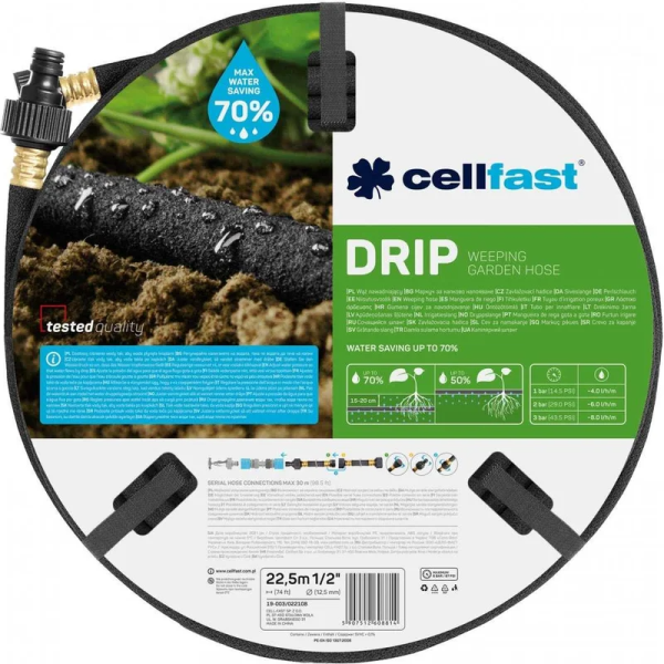 Сочащийся шланг Cellfast DRIP 1/2" 22,5 м 19-003 в Екатеринбурге