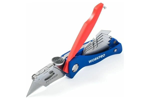 Нож с трапециевидным лезвием складной WORKPRO 6 лезвий в комплекте  WP211006 в Екатеринбурге 