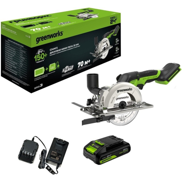 Дисковая аккумуляторная мини пила Greenworks G24MCS в Челябинске