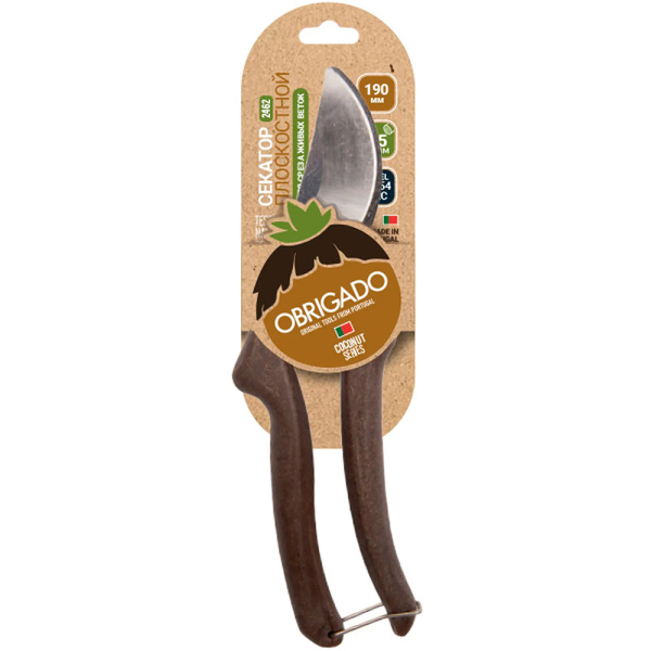 Секатор плоскостной 2462 OBRIGADO 190 мм, D15 мм, кокосовые рукоятки в Челябинске 