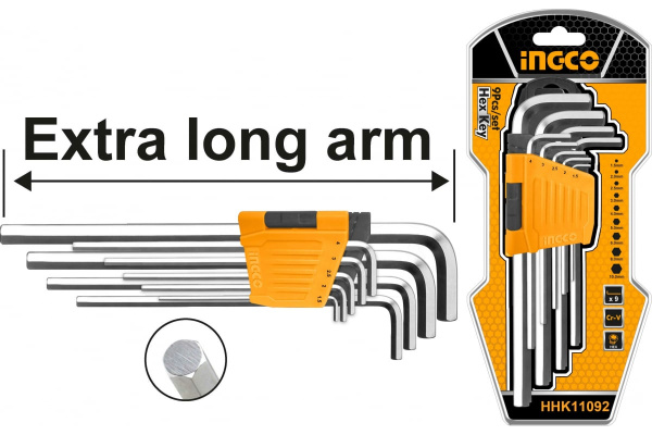 Набор шестигранных ключей INGCO INDUSTRIAL 9 шт  HHK11092  в Челябинске 