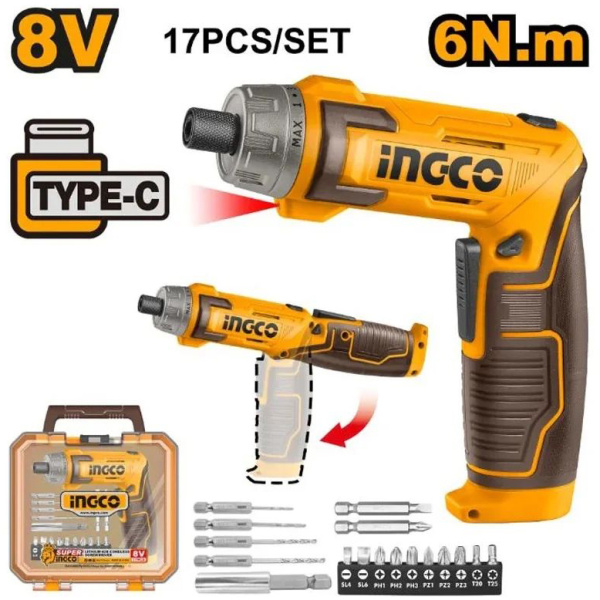 Аккумуляторная отвертка INGCO CSDLI08025 INDUSTRIAL в Челябинске