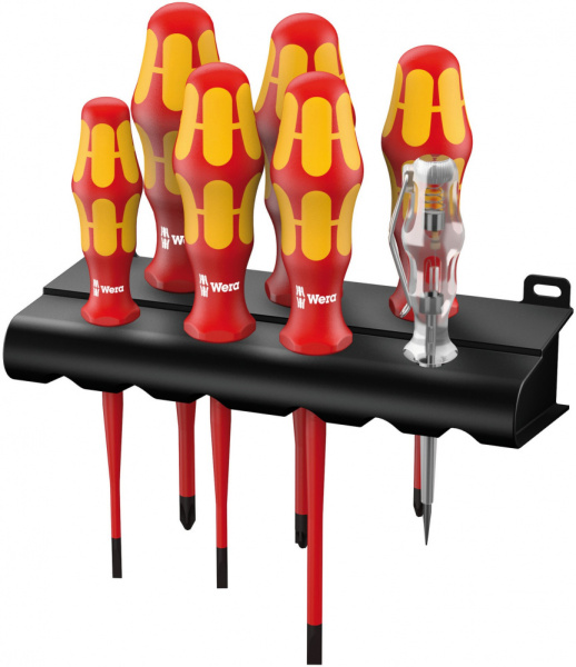 Набор отверток изолированных зауженных Wera 7пр. РН1,2,PZ2. SL3.3,5.4.5.5, тестер   WE-006480 в Челябинске 