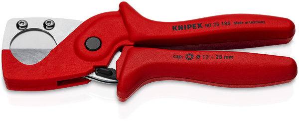 Труборез-ножницы KNIPEX для композитных металлопластиковых и пластиковых труб, рез: d 12 - 25 мм, 185 мм, пластиковые армированные фиберглассом рукоятки KN-9025185 в Екатеринбурге 