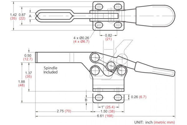 Механический зажим с горизонтальной ручкой Woodwork GH-225-D в Челябинске