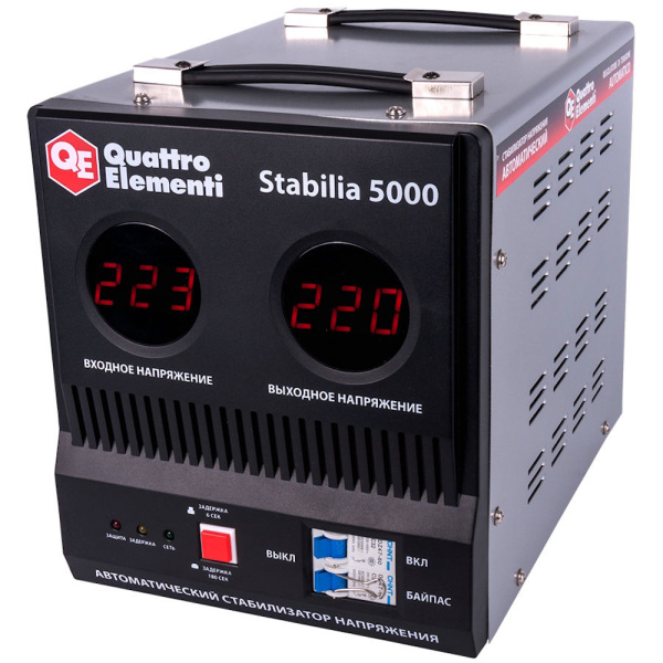 Стабилизатор напряжения Quattro Elementi Stabilia 5000 (5000ВА, 140-270В,байпас, 9,9кг)  772-081 в Челябинске