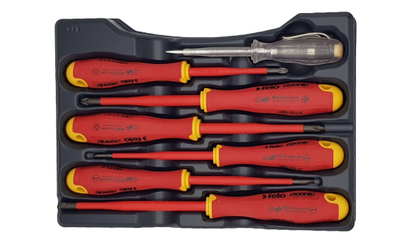 Набор отверток диэлектрических Felo SL/PH/PZ Ergonic E-Slim, отвертка тестер напряжения сети в кейсе 41380736 в Челябинске 