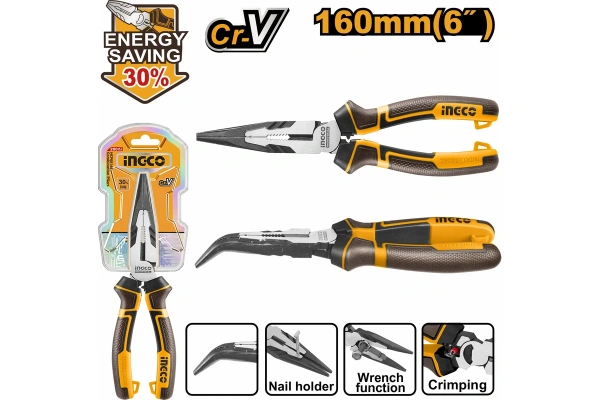 Тонкогубцы изогнутые INGCO  160 мм HHBNP28160 в Екатеринбурге 