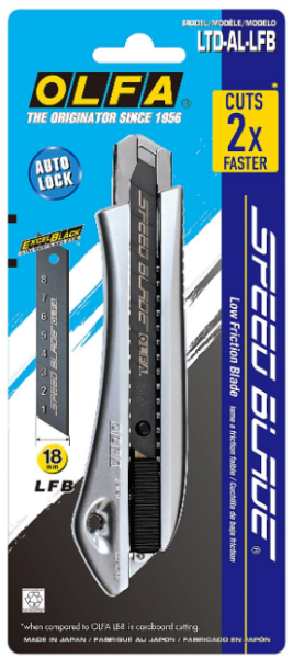 Нож с сегментным лезвием OLFA 18мм. автофиксатор лезвие с тефлоновым покрытием OL-LTD-AL-LFB в Екатеринбурге 