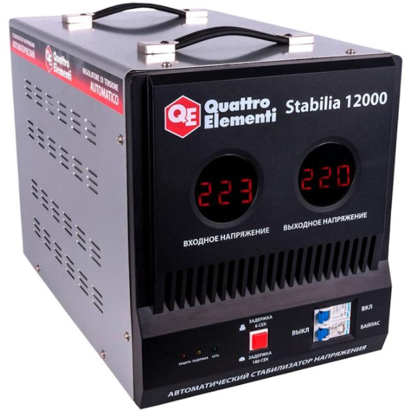 Стабилизатор напряжения Quattro Elementi Stabilia 12000 (12000ВА, 140-270В,байпас, 20,5кг)  772-111 в Челябинске